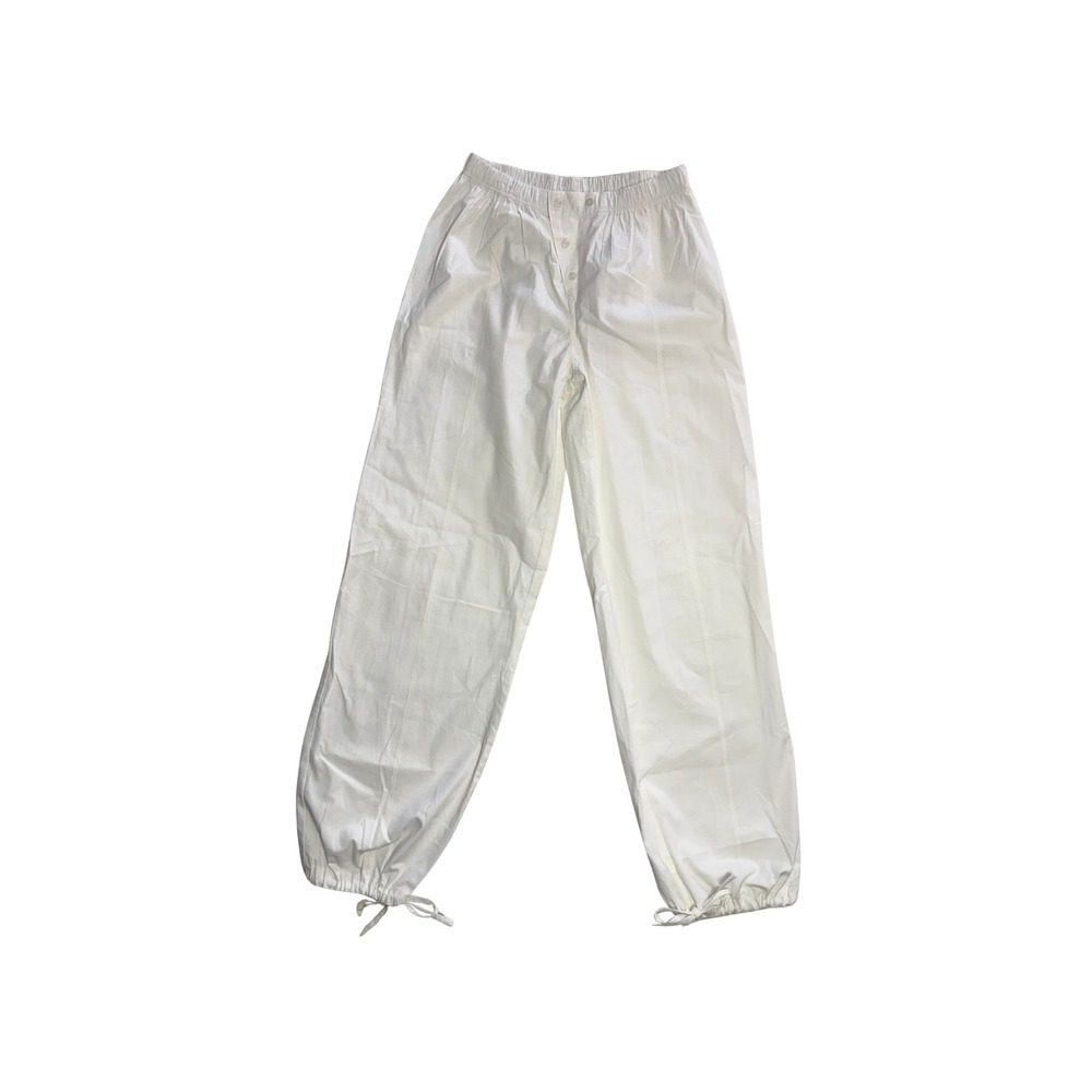 Fruity Booty White 100% Cotton Button Drawstring Ankle Poplin Pants NWT $120 XS